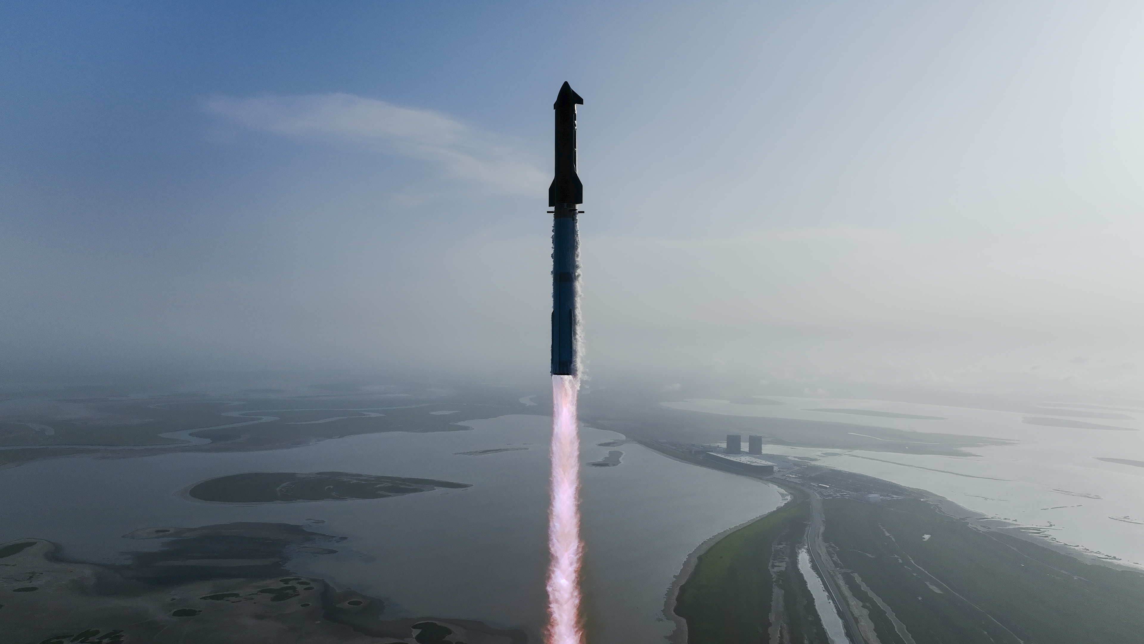 Falcon 9 during liftoff